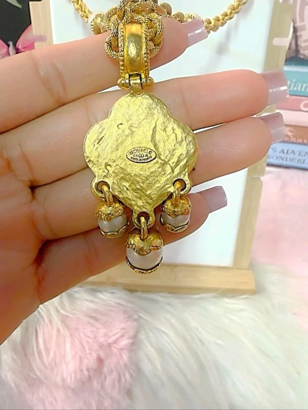 Chanel Vintage Coco Mark GP necklace 96A engraved